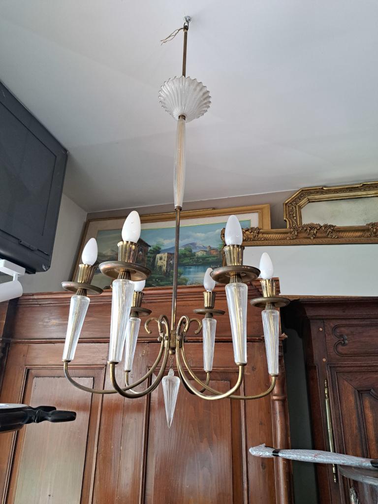lampadario vetro ottone