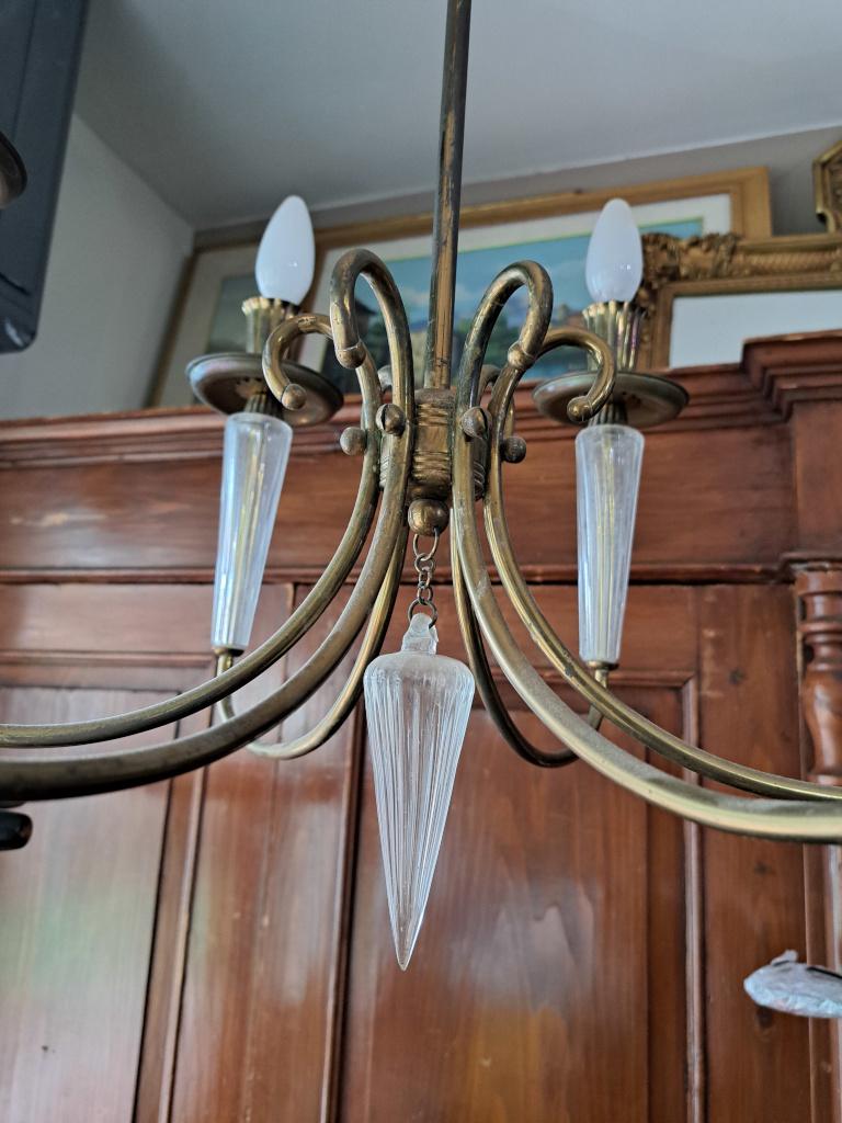 lampadario vetro ottone